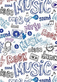 手写字涂鸦音乐说唱磁带耳机