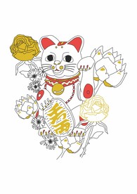 招财猫招金招银招珠宝日本元素