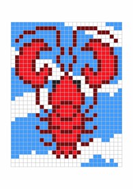 马赛克格子拼凑抽象龙虾海鲜