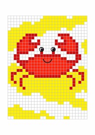 马赛克格子拼凑抽象螃蟹海鲜