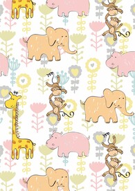 糖果色动物小猴子河马长颈鹿大象