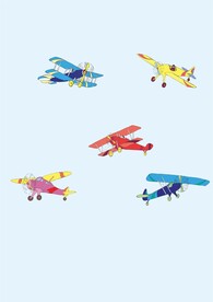 五彩小飞机儿童画