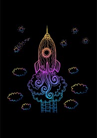 科幻渐变线条火箭升空
