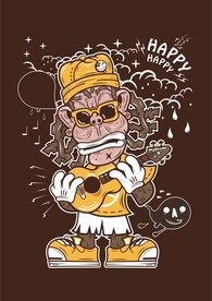 猿人星星玩吉他贝斯手