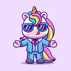 矢量卡通彩色独角兽