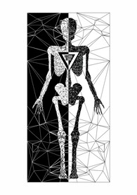 黑白对称骷髅身体网线