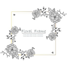 唯美黑白线描花框花边