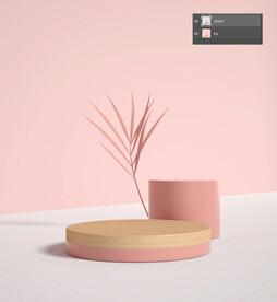 3D立体分层场景 粉色植物