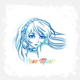 戴耳机听音乐女孩