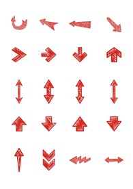 红色手绘箭头矢量图