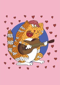 橘色花猫弹吉他爱心