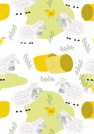 小绵羊草地卷草小鸭子