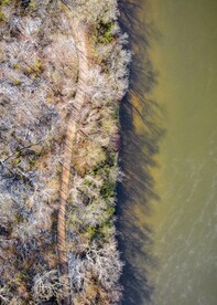 航拍湖边林间道路