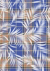 蓝黄格纹 花卉叶子底纹