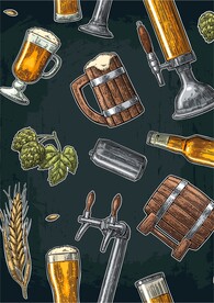 啤酒节元素 木桶 小麦