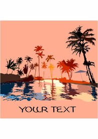 热带风景 落日 椰树湖泊