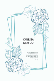 请柬 邀请卡线描花卉花框模板