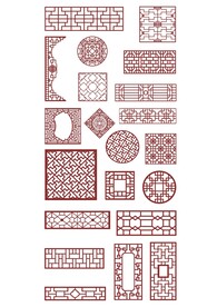 中式门窗元素矢量图