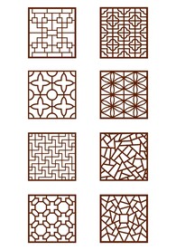 方形门窗雕花矢量图