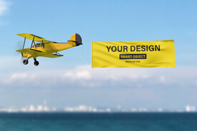 飞机拉出来的条幅旗帜样机