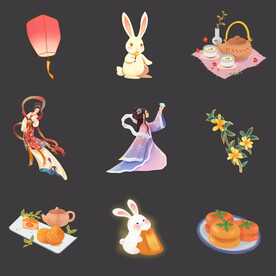 中秋节嫦娥玉兔月饼桂花灯笼