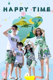 沙滩度假亲子装海报