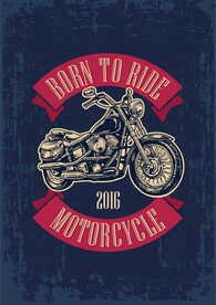 复古机车摩托 美式潮流印花