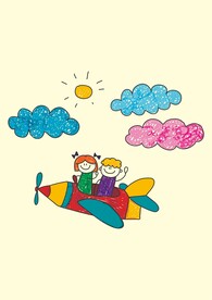 蜡笔画同年飞机