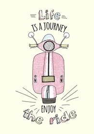 手绘小摩托 踏板车小电驴