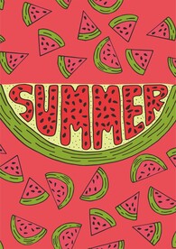 西瓜夏日背景 字母水果组合