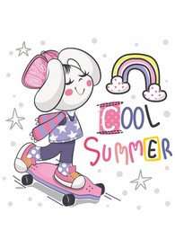 小兔子玩长版 滑板彩虹星星