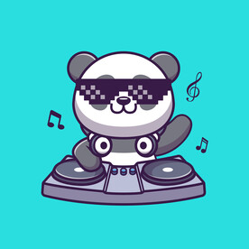 矢量卡通熊猫DJ