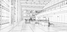 大厅装修线稿图