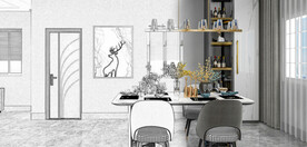 客厅效果图线稿图