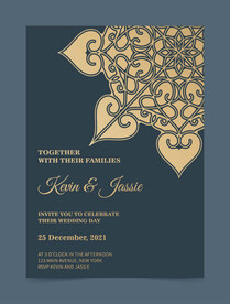 金色花纹装饰邀请函