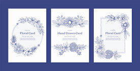 手绘线描花卉花框