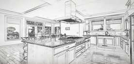 开放式厨房线稿图