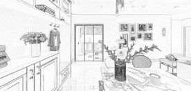 装修室内黑白线稿