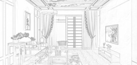 室内设计黑白线稿图