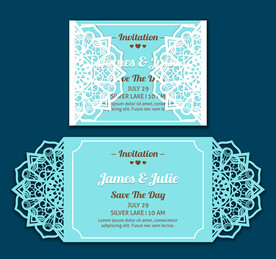 蕾丝花边婚礼邀请卡