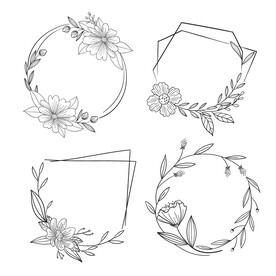 矢量手绘装饰花框