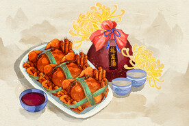 美酒大闸蟹插画