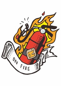 灭火筒救火 消防员