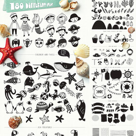 海洋系列黑白涂鸦