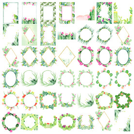 水彩叶子边框png