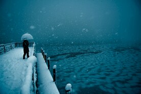 雪天中湖边赏雪