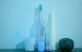 几何形静物和瓶子