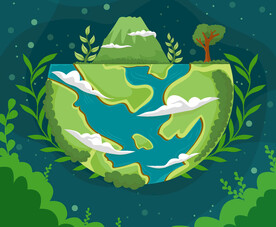 地球绿色卡通背景 