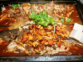 烤鱼拼麻辣牛肉