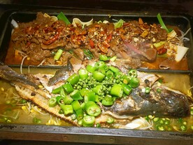 藤椒烤鱼拼麻辣牛肉